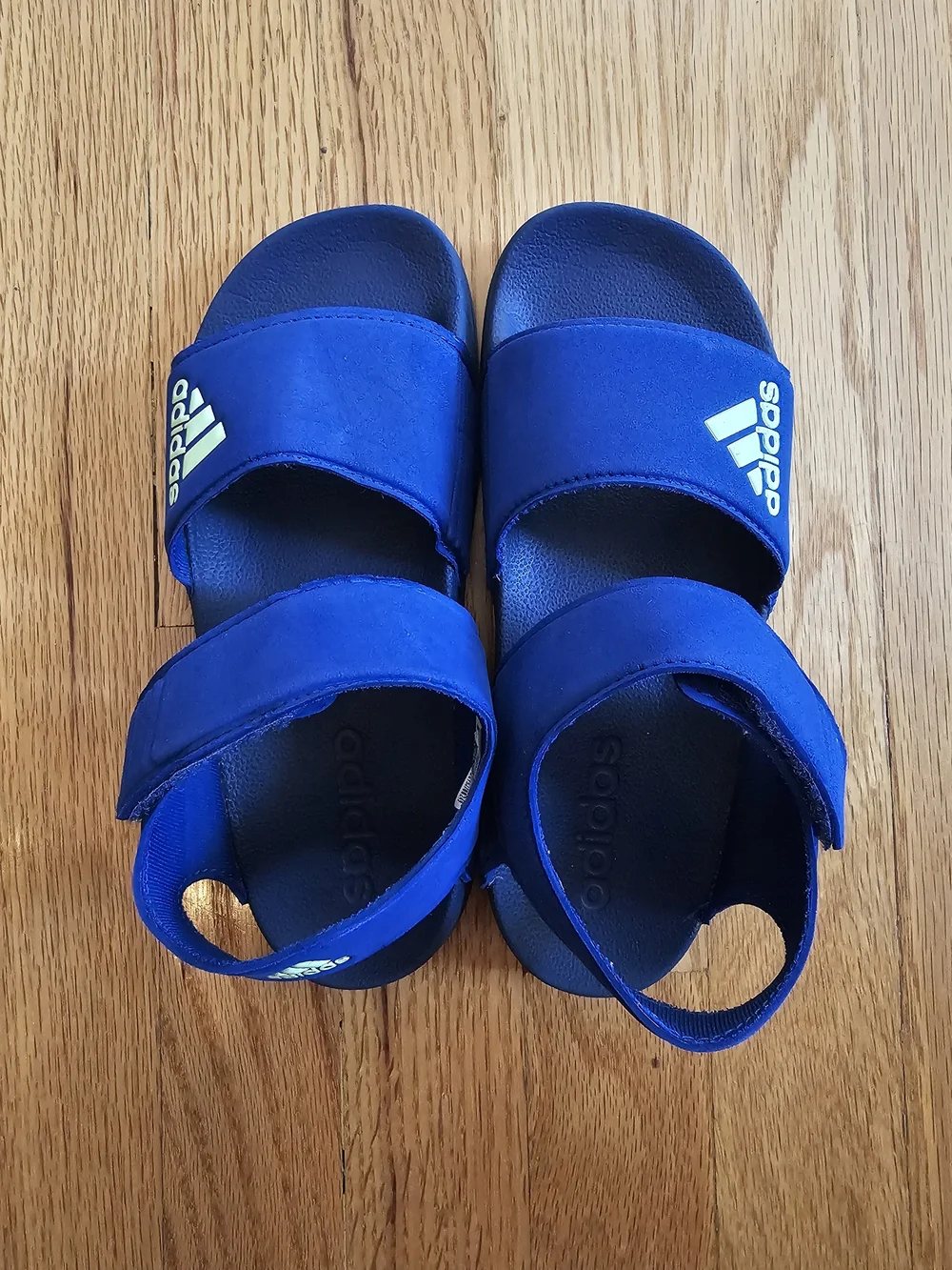 Adidas Kids Blue Slide Sandal with Dual Straps Size 2